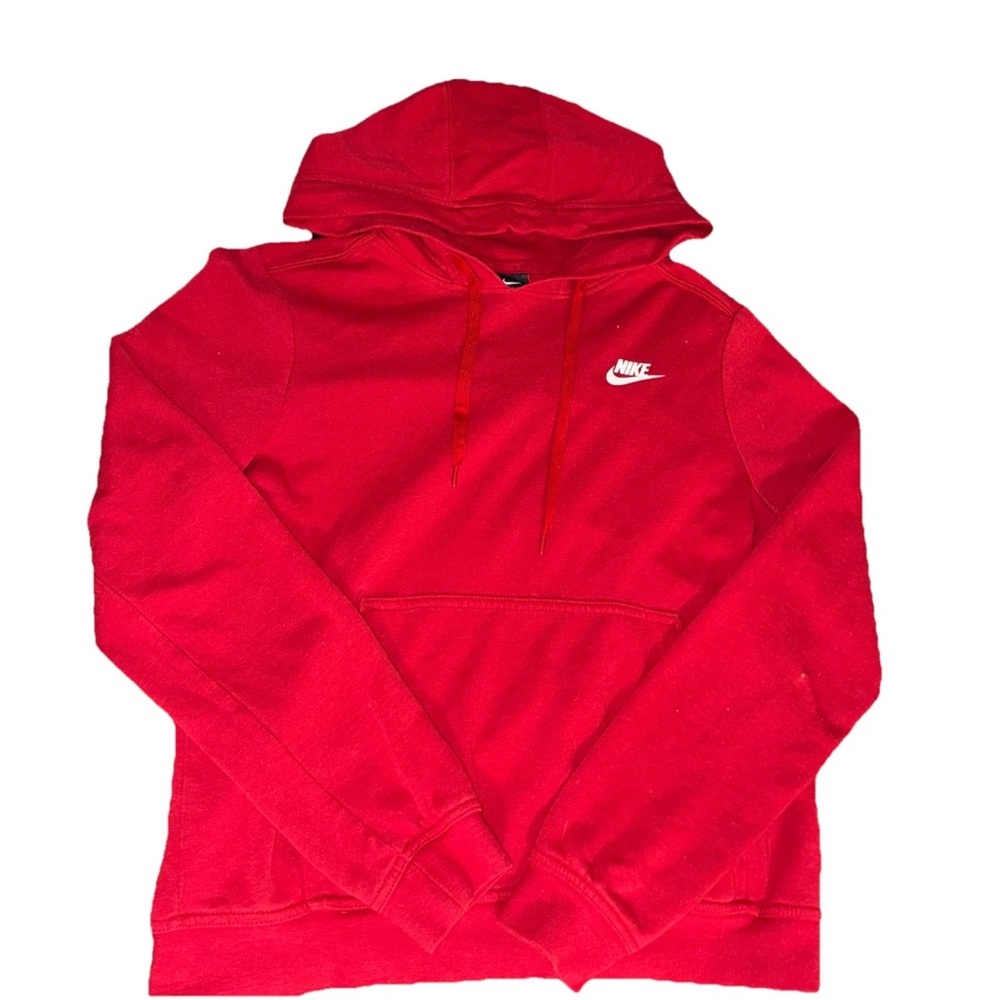 Nike Red Pullover Hoodie Small White Swoosh Classic Sweatshirt